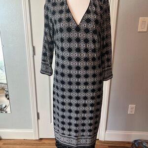 White House Black Market Black and White Geometric Dress